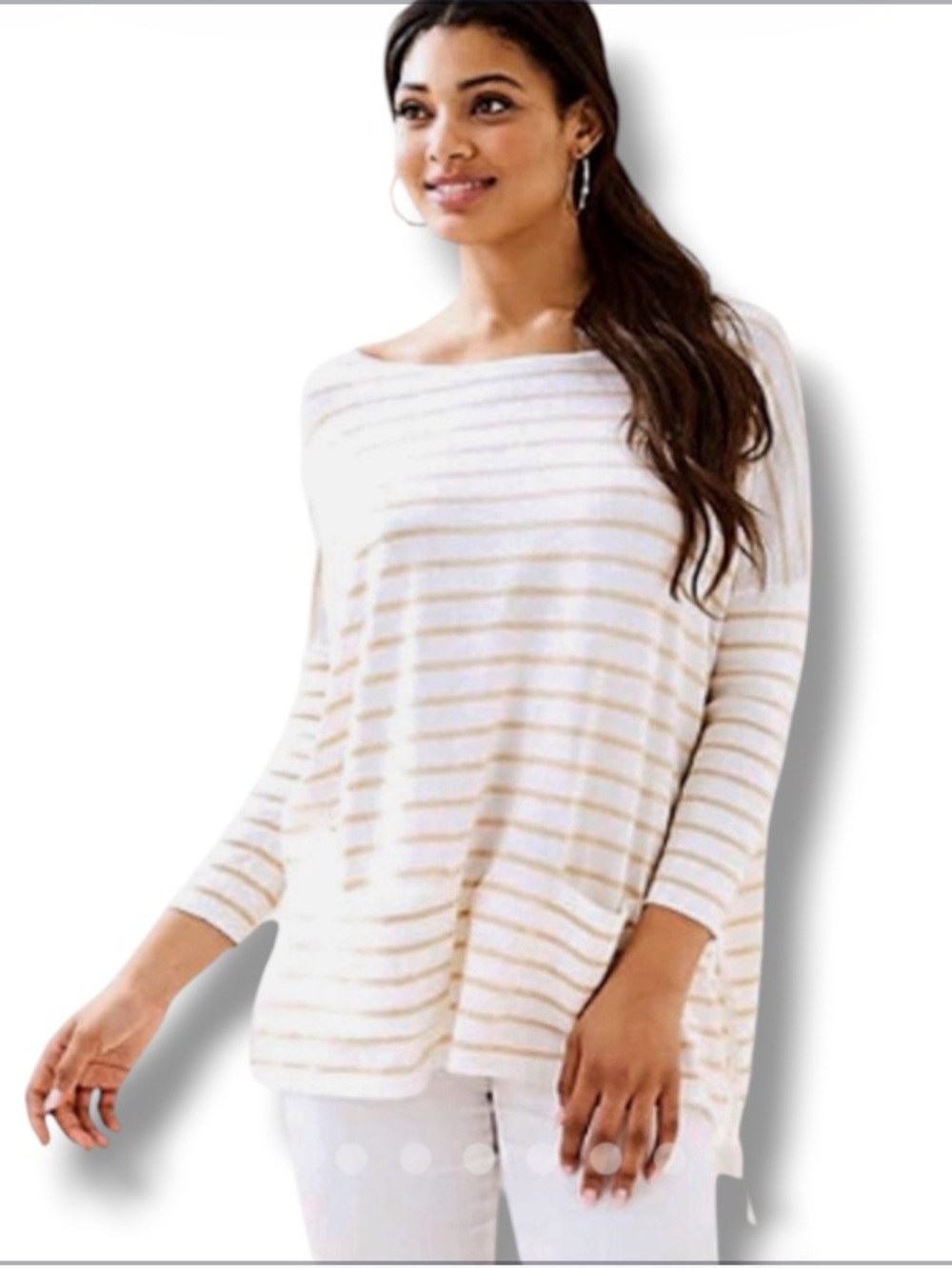 Lilly Pulitzer Elba boatneck silhouette, 3/4 drop-shoulder sleeves, Sweater